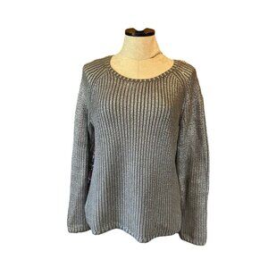 Chico's Women's Silver & Metallic‎ Thick Knit Crewneck Sweater Size 0 (Small)